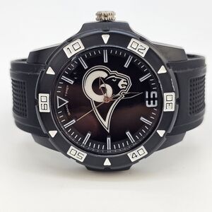 Los Angeles Rams Men's Watch 48MM Black Dial Black Plastic Bands New‎ Battery